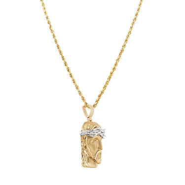 Two Tone 14k Gold Jesus Head Pendant